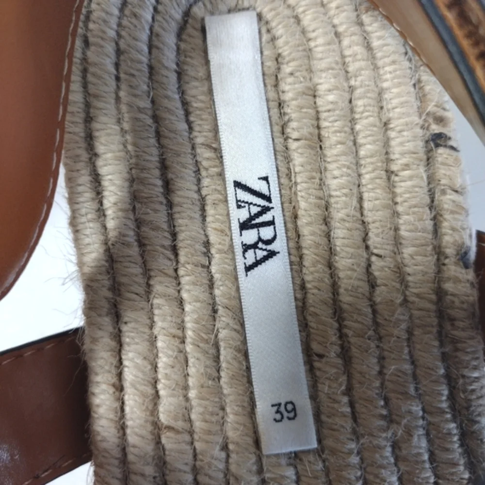 ZARA Women's Tan Jute Faux Leather Slingback Strappy Platform Sandals Brown 39 - Picture 13 of 13